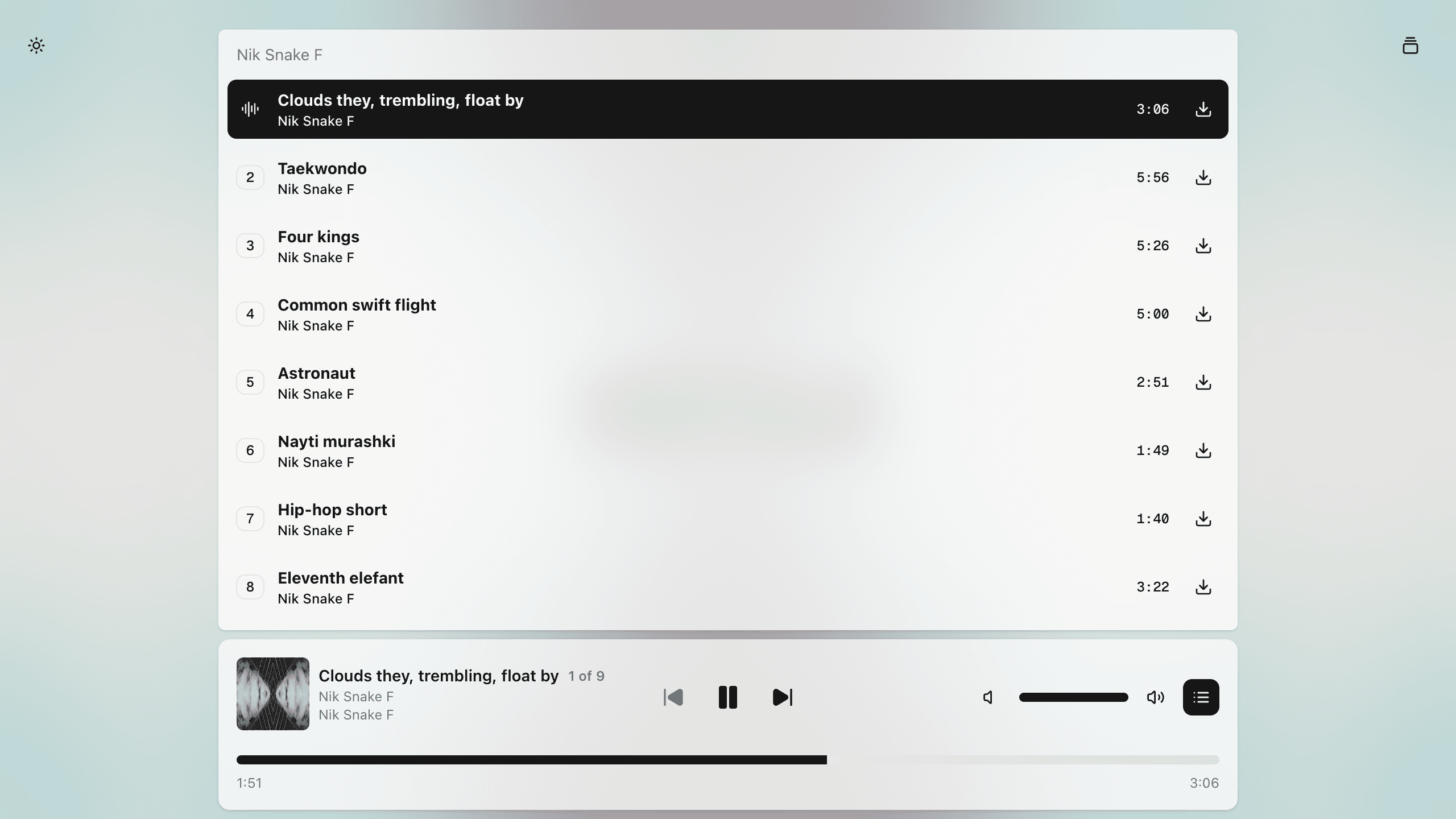 AH Track Listing Light
